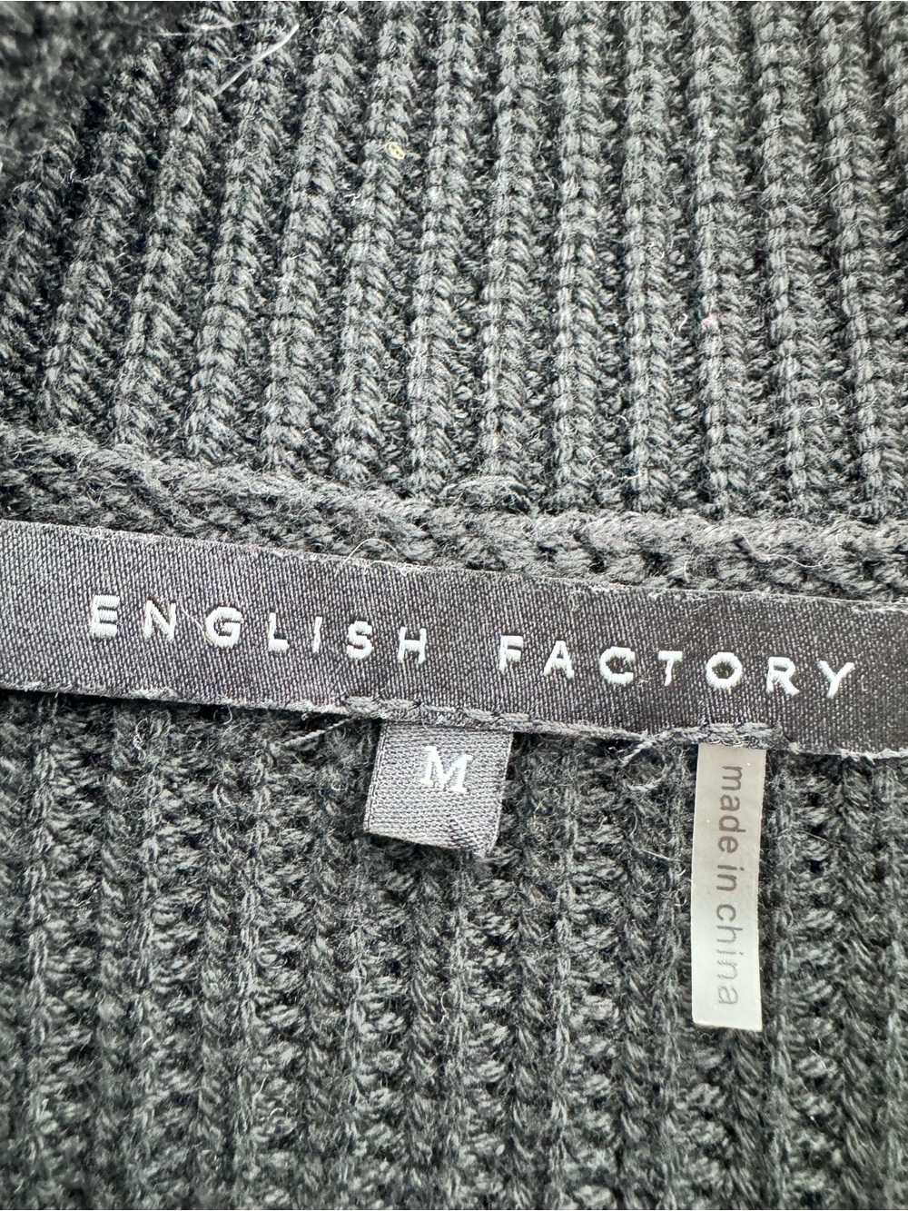 English Factory Black & White Striped Quarter-Zip Sweater Size M - Picture 3 of 7